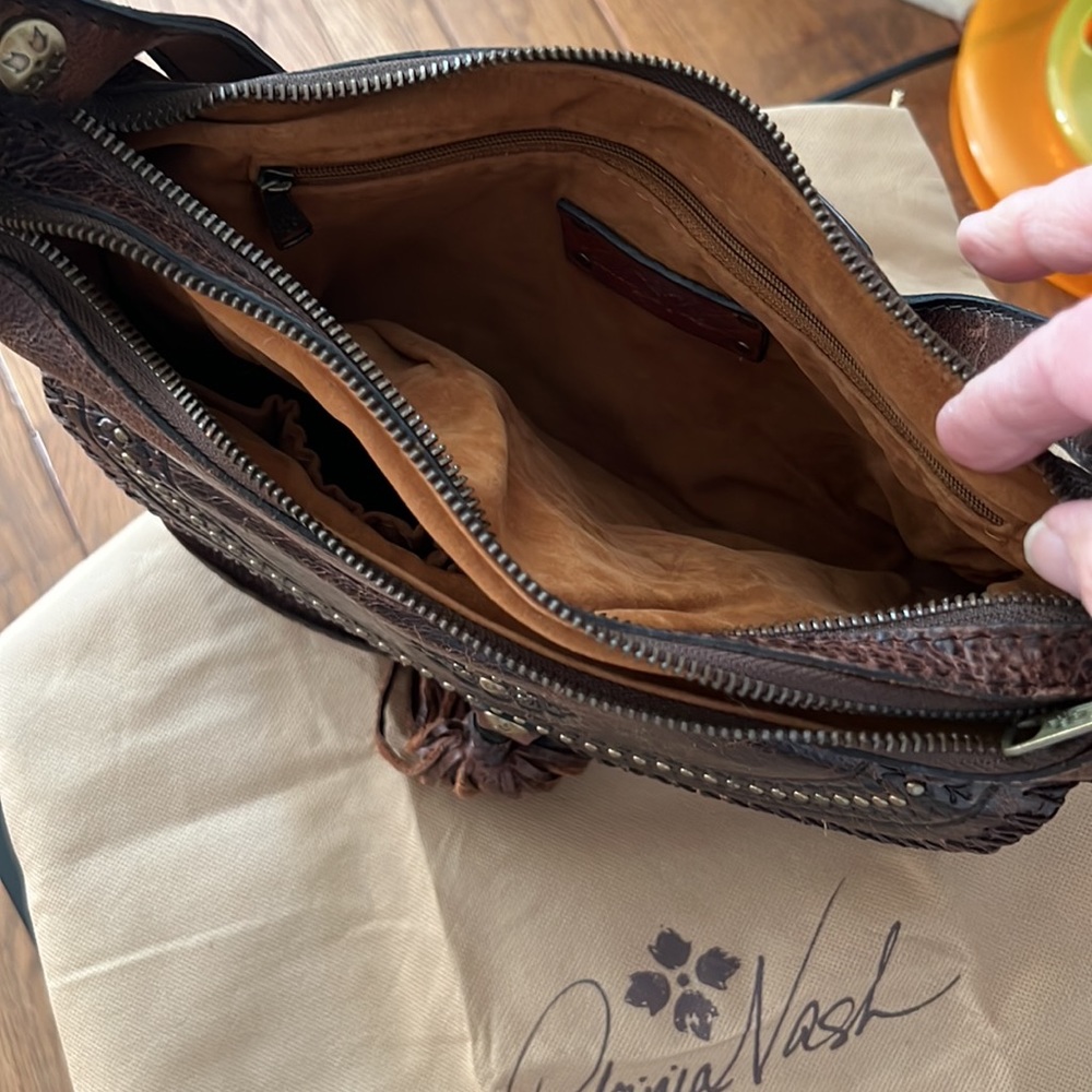 Patricia Nash, Dark Brown Leather Tassel Purse Gem